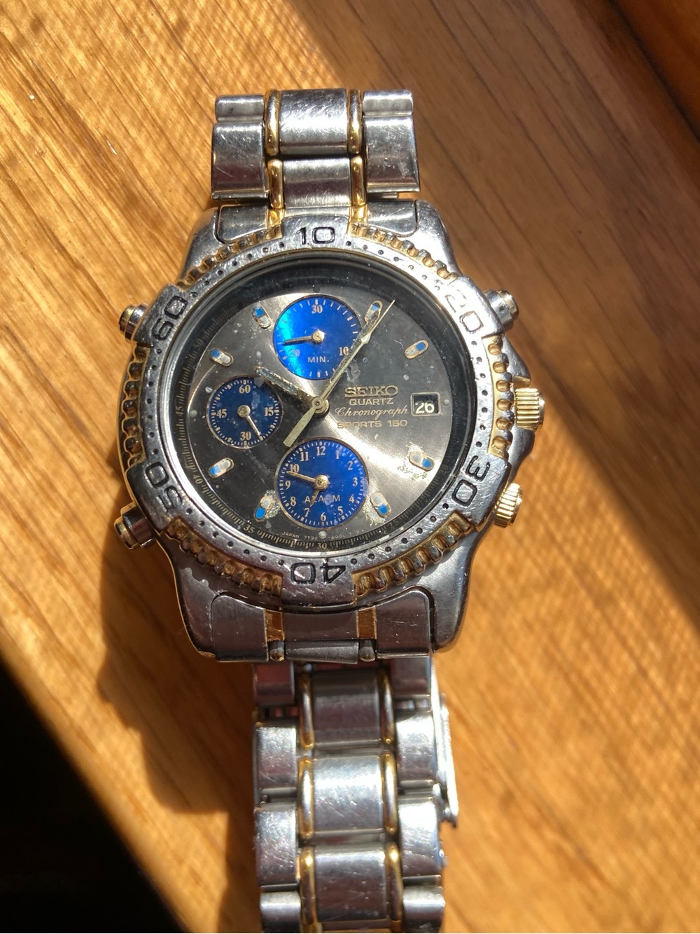 Seiko Two-Tone Silver & Gold Chronograph with Blue Subdials